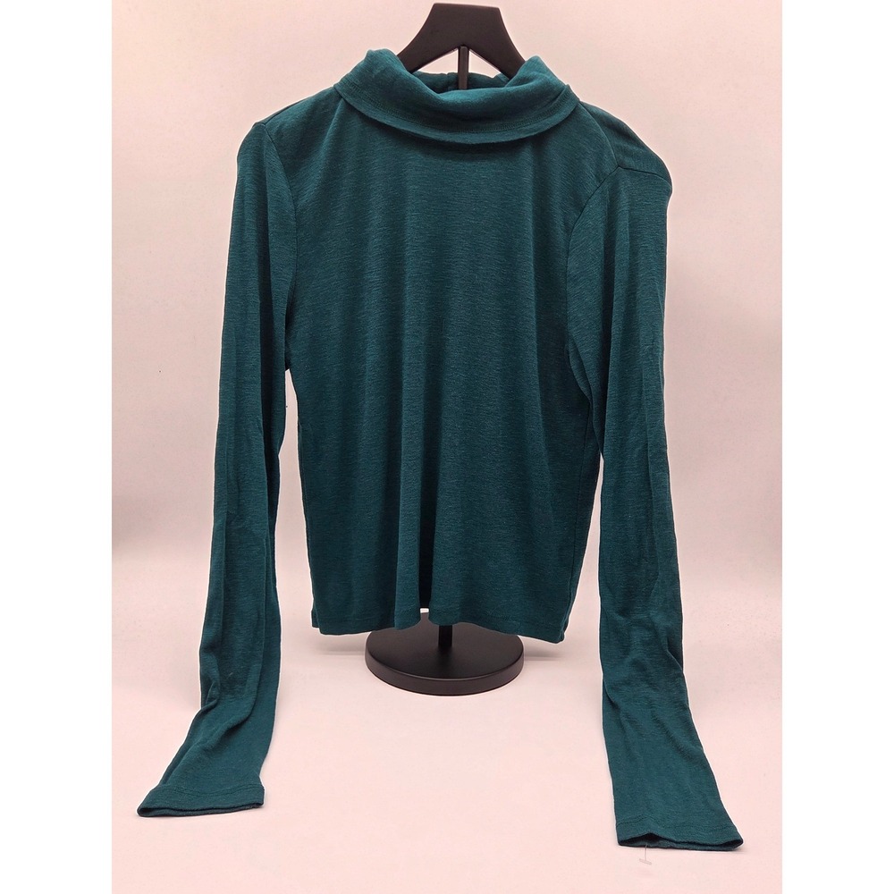 True Craft XL Teal Cowl Neck Long Sleeve Top Cotton Modal